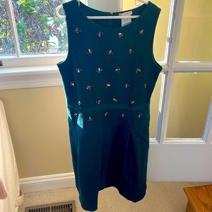 🌿Crewcuts Hunter Green dress, pink embellishments, size 14🌿